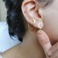 Chaine d'oreille en acier , boucle d'oreille double lune et etoile