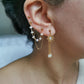 Boucle d'oreille double, chaine d'oreille perles d'eau douce, faite main