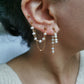 Boucle d'oreille double, chaine d'oreille perles d'eau douce, faite main