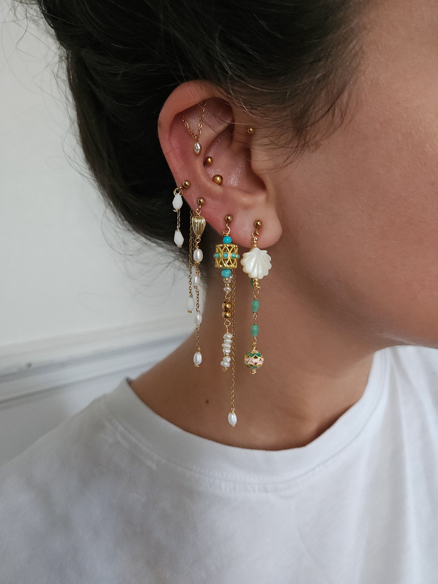 Boucles d'oreilles personnalisables à l'unité, acier inoxydable doré à l'or fin, coquillage, crabe, soleil