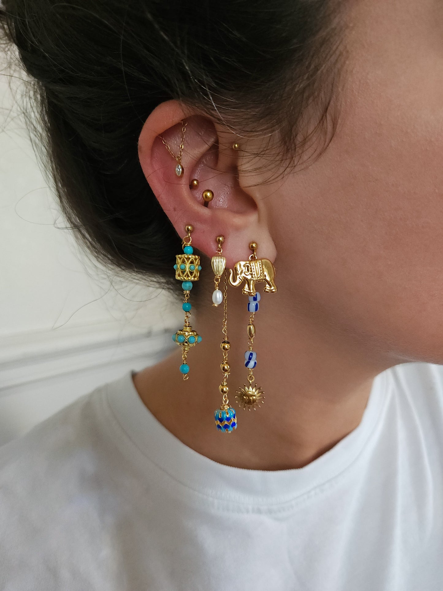 Boucles d'oreilles personnalisables à l'unité, acier inoxydable doré à l'or fin, coquillage, crabe, soleil