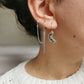 Double boucle d'oreille acier argent, chaine d'oreille en acier