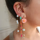 Boucle d'oreille modulable acier inoxydable et doré à l'or fin, a l’unité, coquillage, etoile et tortue de mer, corail, fleurs