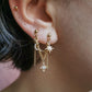 Boucle d'oreille double en acier, chaine d'oreille lune et etoile