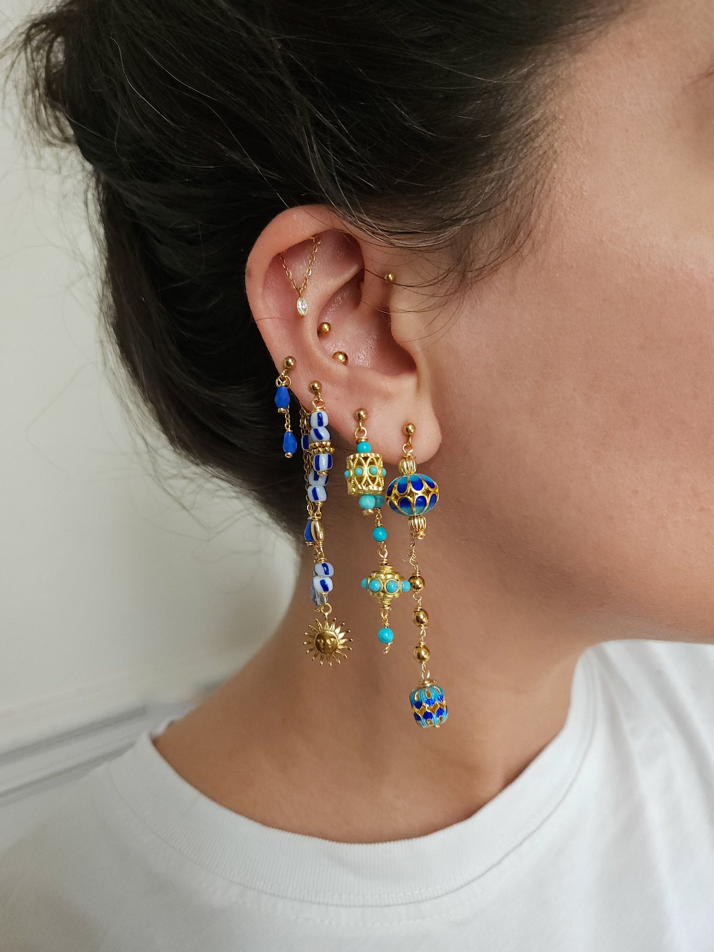 Boucles d'oreilles personnalisables à l'unité, acier inoxydable doré à l'or fin, coquillage, crabe, soleil