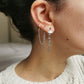 Double boucle d'oreille acier argent, chaine d'oreille en acier