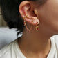 Boucle d'oreille acier, chaine d'oreille rouge, faite main