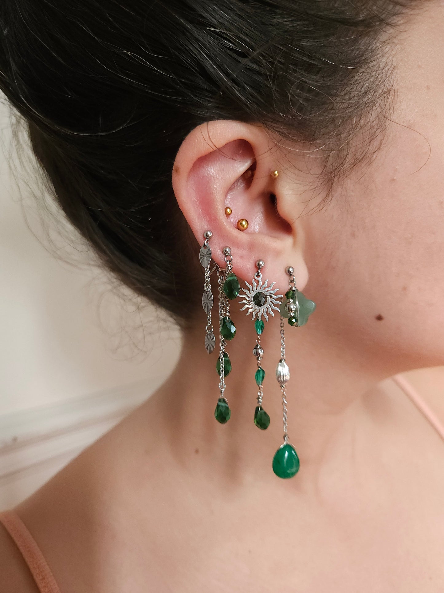 Mono boucle d'oreille personnalisable acier argenté et argent renforcé