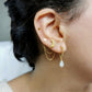 Chaine d'oreille en acier , boucle d'oreille double lune et etoile