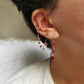 Boucle d'oreille acier, chaine d'oreille rouge, faite main