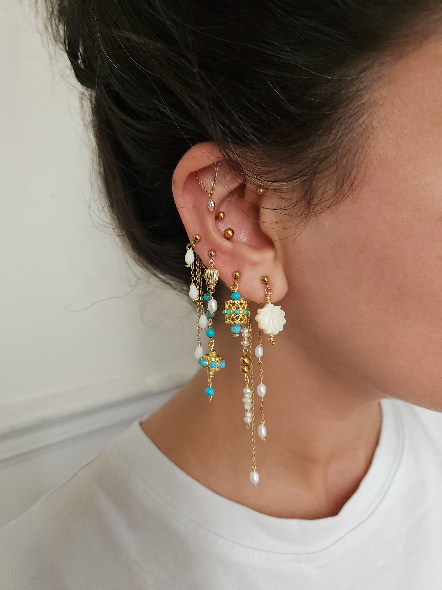 Boucles d'oreilles personnalisables à l'unité, acier inoxydable doré à l'or fin, coquillage, crabe, soleil