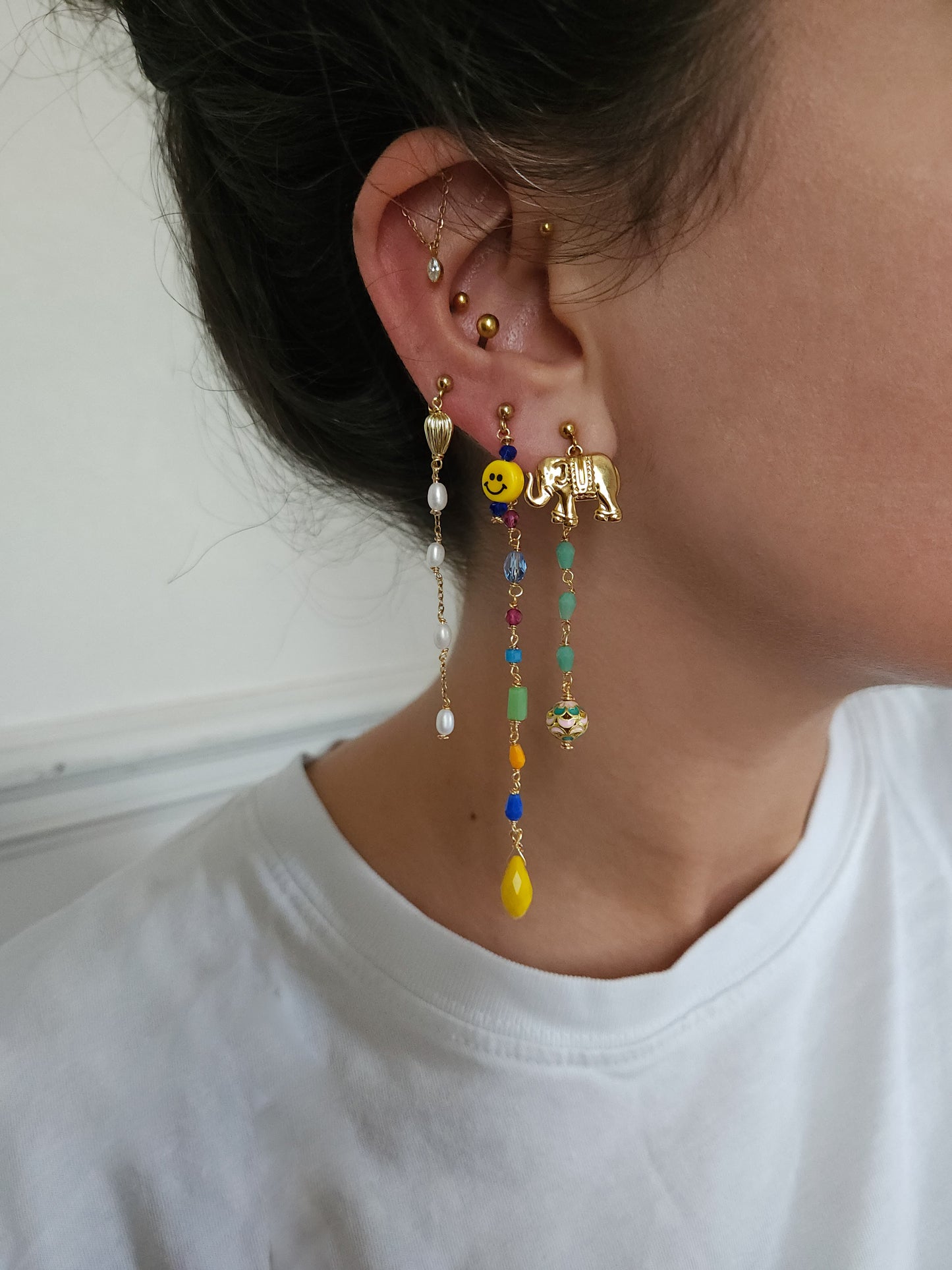 Boucles d'oreilles personnalisables à l'unité, acier inoxydable doré à l'or fin, coquillage, crabe, soleil